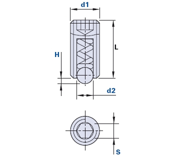 Stainless steel ball plunger with built-in hexagon