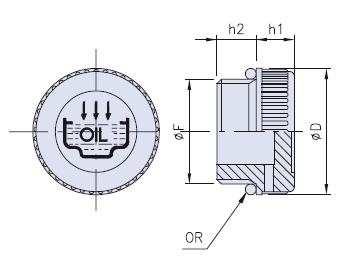 Knurled oil fill plug