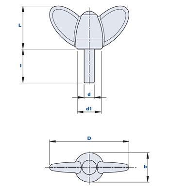 Wing nut with threaded pin