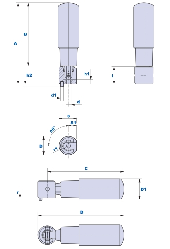 Snap-on revolving handles with pin