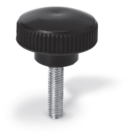 Knurled grip knob with threaded pin