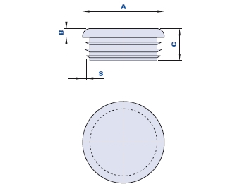 Tapón plano para tubos de sección redonda en pulgadas