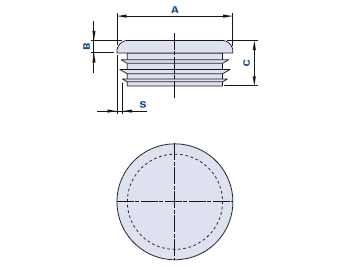 Bouchon plat pour tubes avec section ronde en pouces