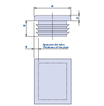 Flat cap for rectangular-section pipes