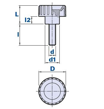 Fluted grip knob with threaded pin