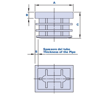 Flat cap for rectangular-section pipes