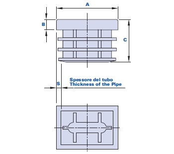 Tappo piano per tubi a sezione rettangolare