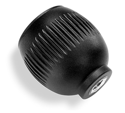 Knurled grip knob with pass-through threaded bush