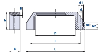 Bridge handle with built-in seat and fixing through cylindrical head screws