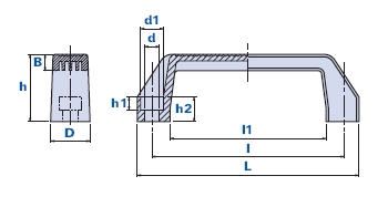 Bridge handle with built-in seat and fixing through cylindrical head screws