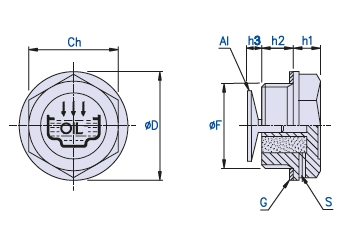 Oil fill plug with breather and anti-splash disc