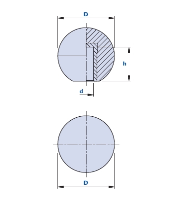 Ball knob with blind threaded bush