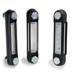 Vertikal Ölstandsschauglas mit Thermometer und Schutzgehäuse aus Metall