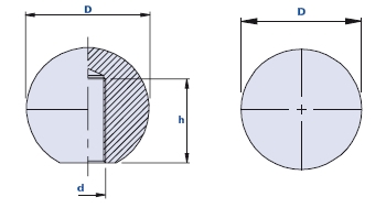 Bouton sphérique lisse avec trou fileté borgne