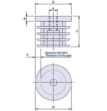 Threaded cap without insert for round-section pipes