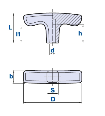 Maniglia a T con foro filettato cieco