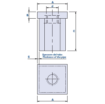 Tapón roscado con inserto para tubos de sección cuadrada