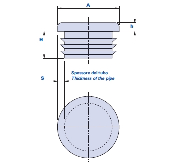Tappo piano per tubi a sezione rotonda