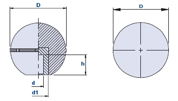 Bouton sphérique avec trou lisse borgne