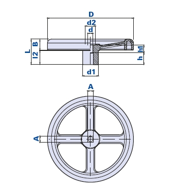 Handwheel with 4 spokes