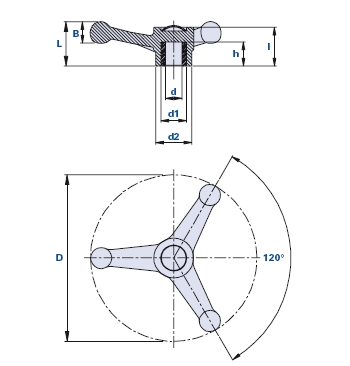 3-arm handwheel