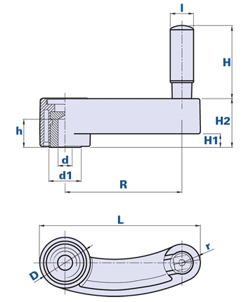 Crank handle with fixed revolving handgrip