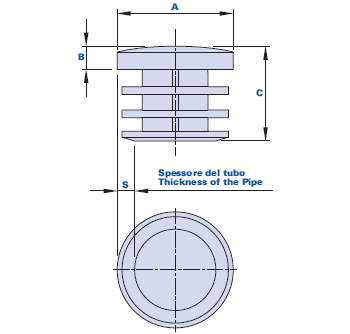 Crowned cap for round-section pipes