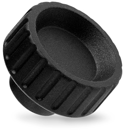 Fluted grip knob with blind threaded bush