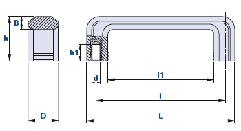 Bridge handle with blind threaded bushes