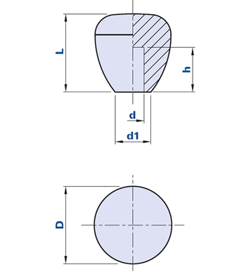 Conical knob with blind smooth hole