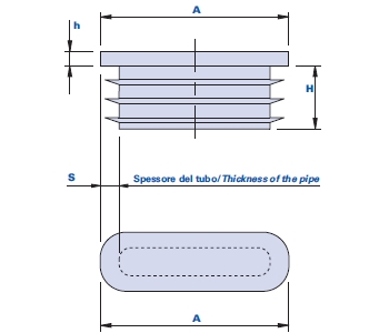 Tappo piano per tubi a sezione ovale