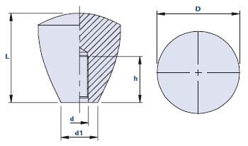 Conical knob with blind threaded hole