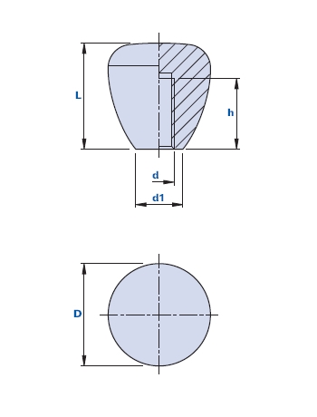 Conical knob with blind threaded hole