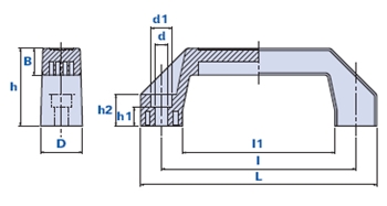 Bridge handle with built-in seat and fixing through cylindrical head screws