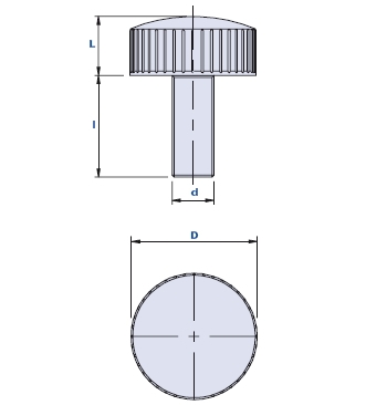 Knurled grip knob with threaded pin