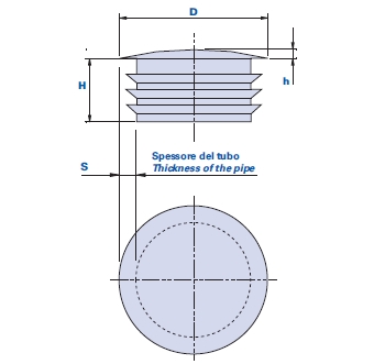 Bouchon bombé pour tubes avec section ronde