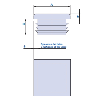 Flat cap for square-section pipes