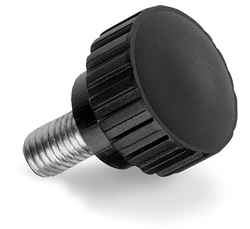 Fluted grip knob with threaded pin