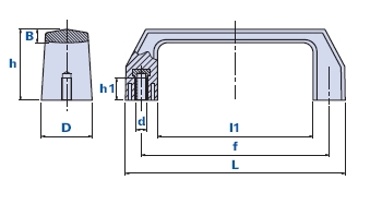 Bridge handle with blind threaded bushes