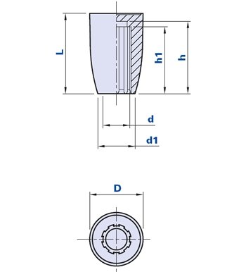 Pomolo con foro liscio cieco