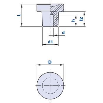 Knob with blind threaded bush