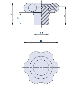6-lobe knob with full hub