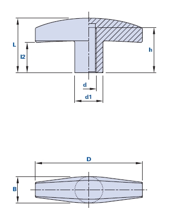 T handgrip with blind threaded hole