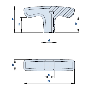 T handgrip with blind threaded bush