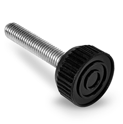 Knurled foot with high resistance fixed threaded pin