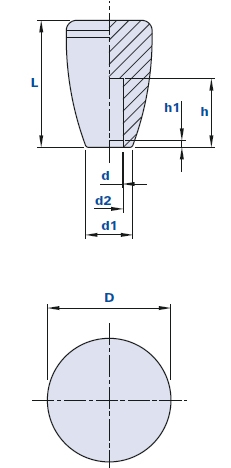 Conical knob with blind smooth hole