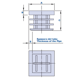 Flat cap for square-section pipes