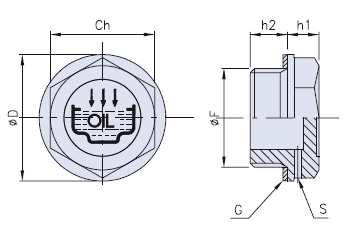 Oil fill plug with breather hole