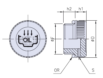 Knurled oil fill plug with breather hole