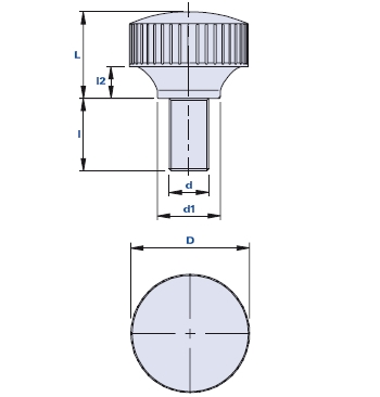 Knurled grip knob with threaded pin